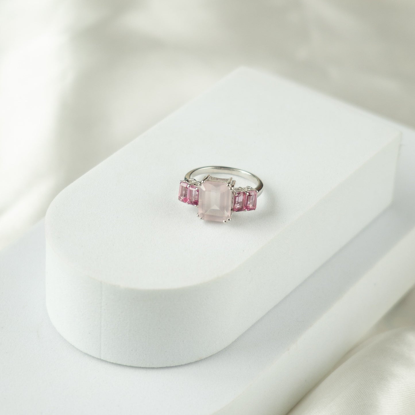 Octagon Fusion Rose Quartz & Pink Topaz Ring