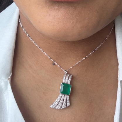 "Winglet" Natural Green Onyx Brooch + Pendant