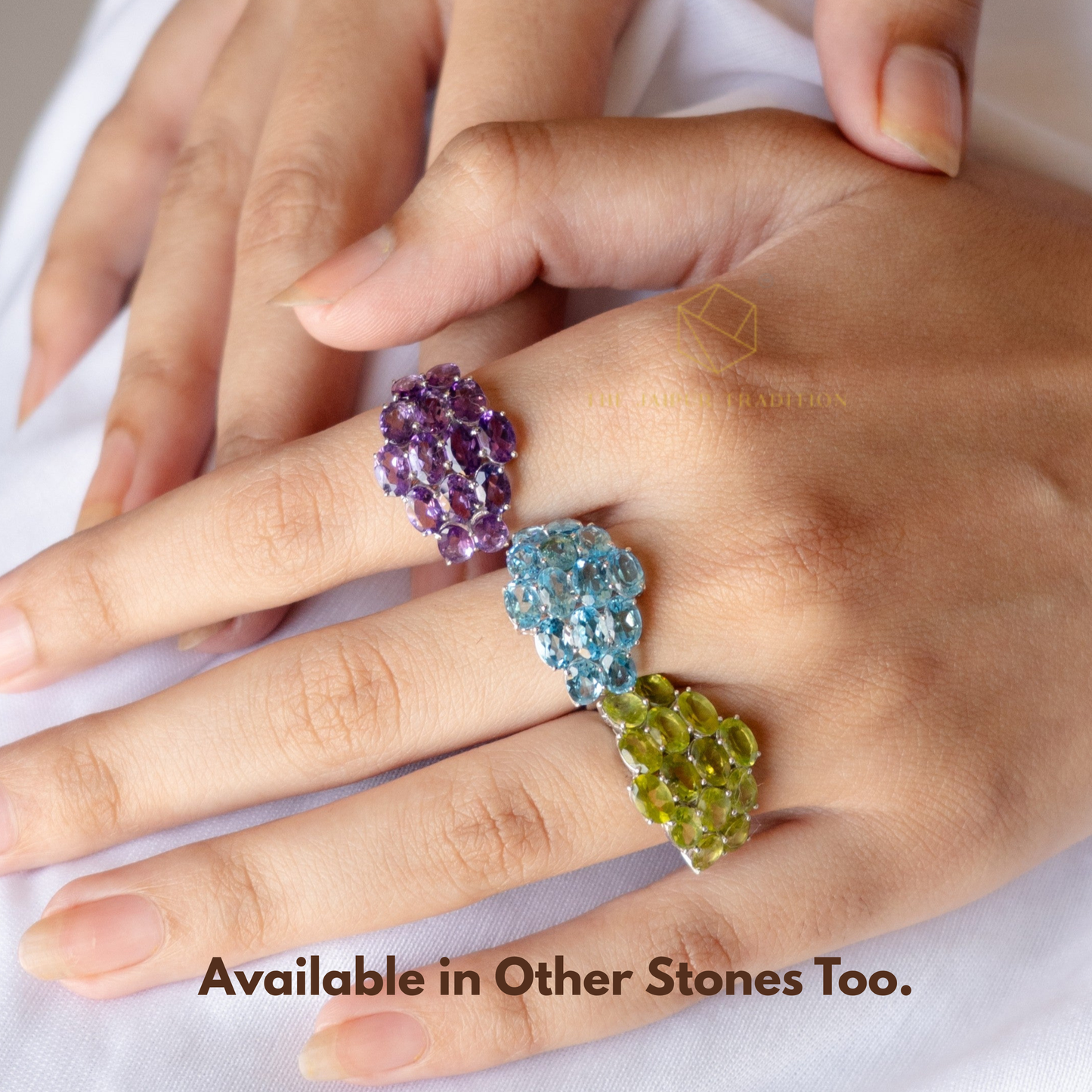 Honey Comb Swiss Blue Topaz Ring