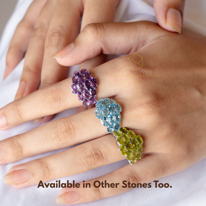 Honey Comb Swiss Blue Topaz Ring