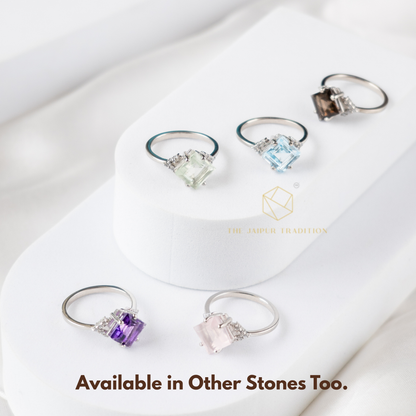 Squared Gleam Amethyst Ring