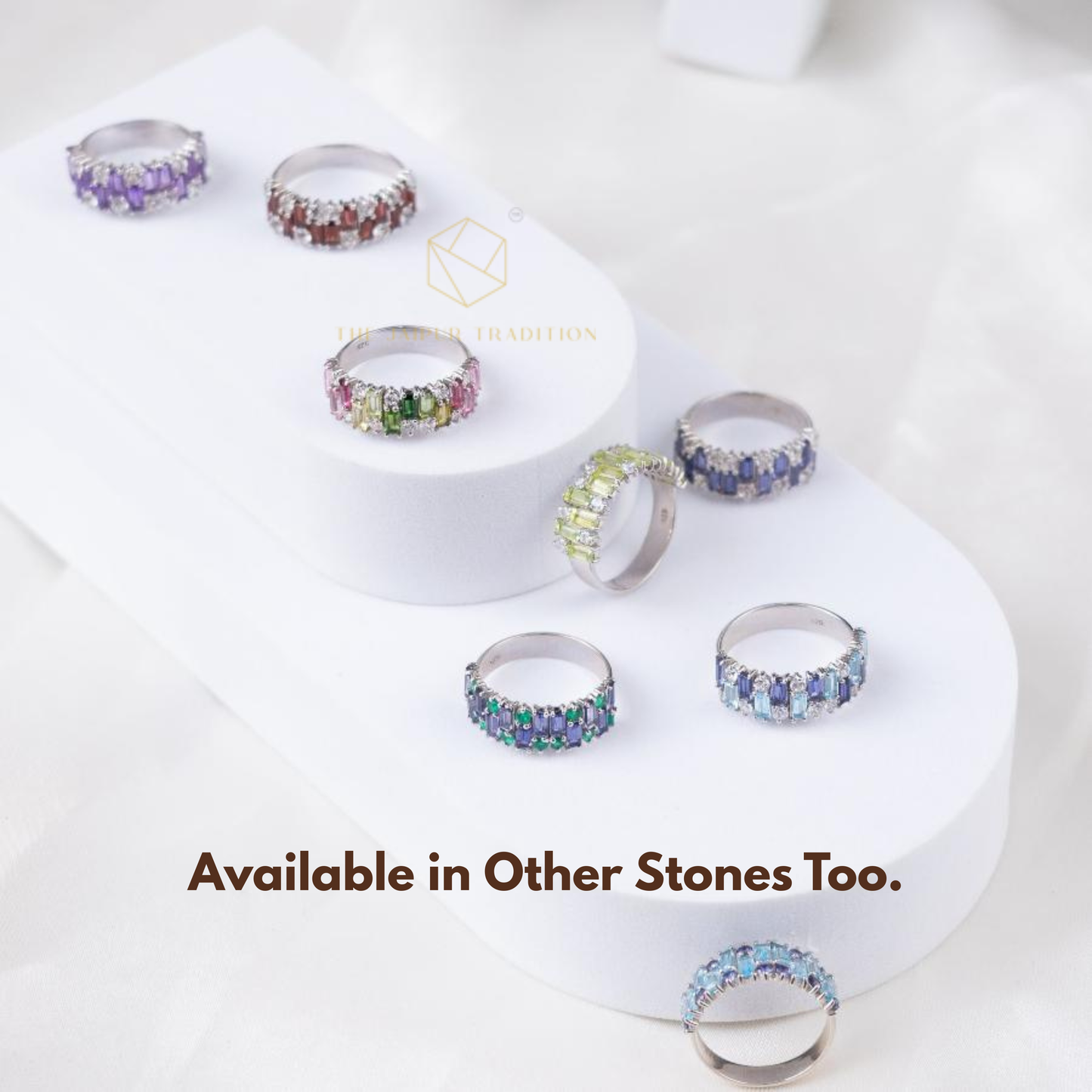 Gem Grid Sky Blue Topaz Ring Band