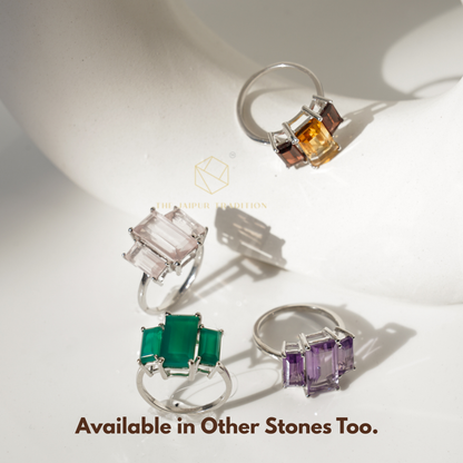 3 Baguette Green Onyx Gemstone studs