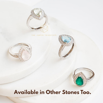 Pear of Joy Green Amethyst Ring