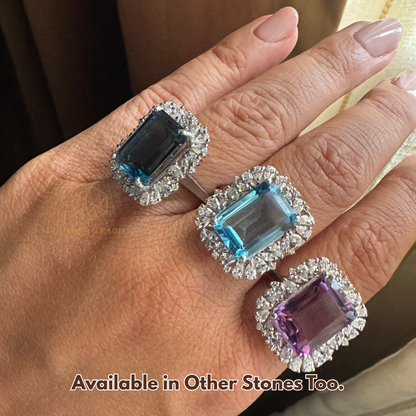 Halo Majesty London Blue Topaz Ring