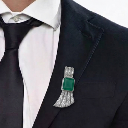 "Winglet" Natural Green Onyx Brooch + Pendant