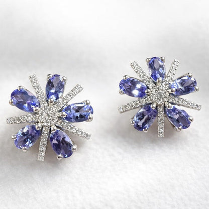 Tanza Bloom Natural Tanzanite Stud Earrings