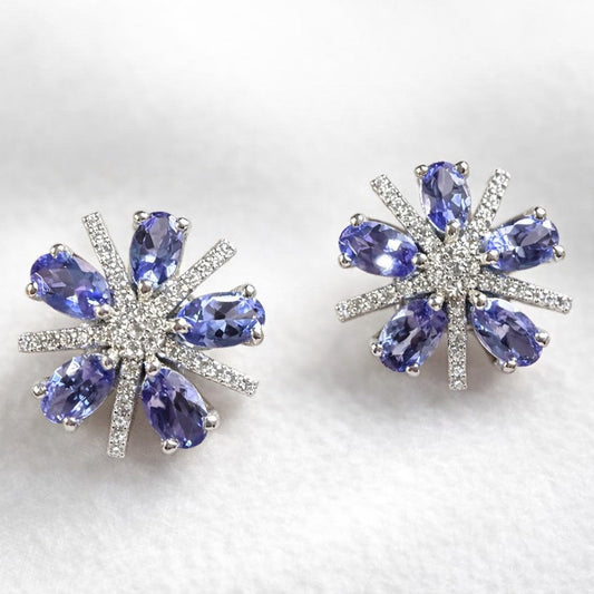 Tanza Bloom Natural Tanzanite Stud Earrings