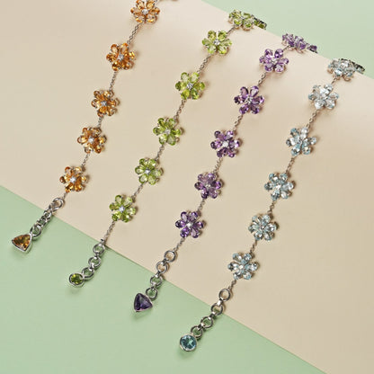 Bloom 925 Silver Sky Blue Topaz Bracelet Set