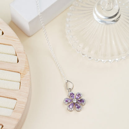 Sol 925 Sterling Silver Amethyst Pendant and Earring Set