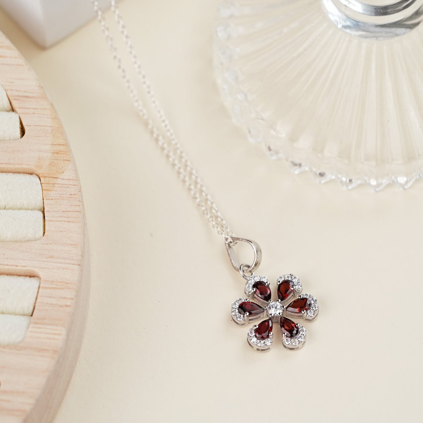 Sol Natural Garnet Pendant and Earring Set