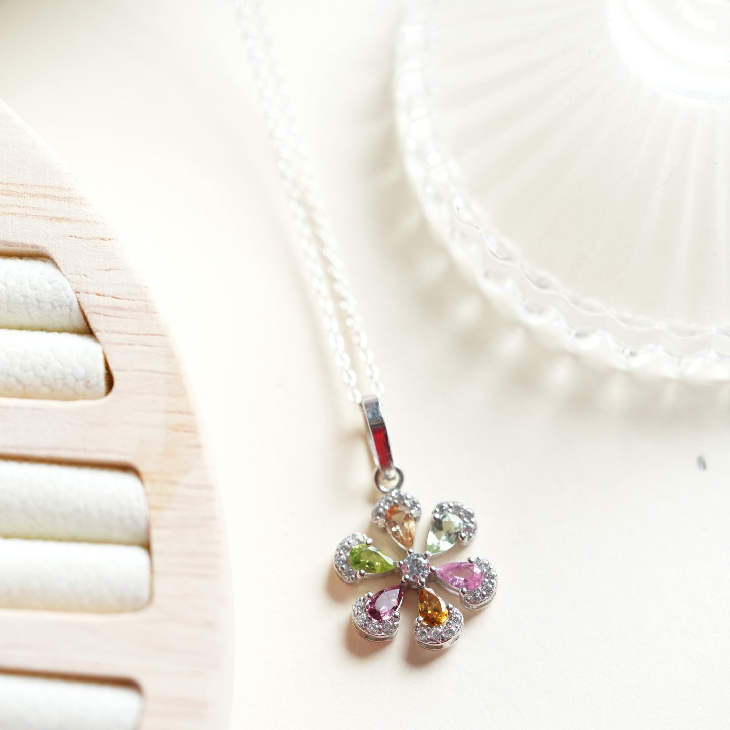 Sol 925 Silver Multi Tourmaline Pendant and Earring Set