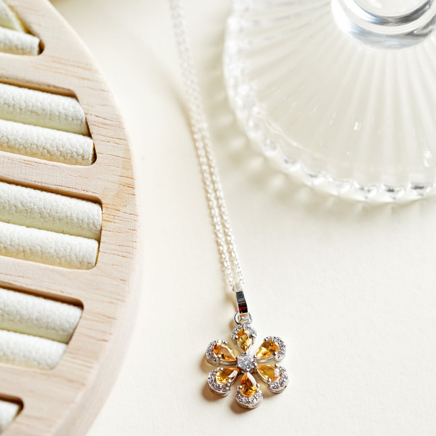 Sol 925 Sterling Silver Citrine Pendant and Earring Set