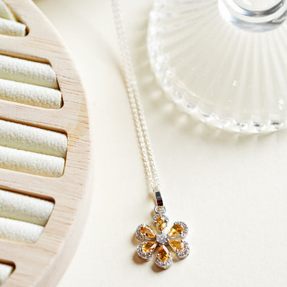 Sol 925 Sterling Silver Citrine Pendant and Earring Set