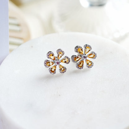 Sol Citrine Blossom Studs