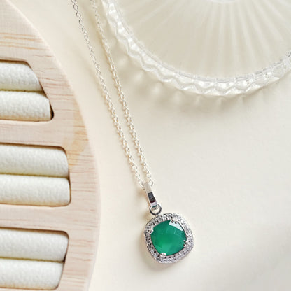 Blissful Natural Green onyx Pendant and Earrings Set