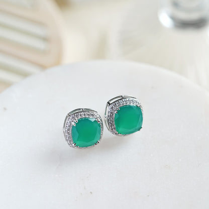 Blissful Natural Green onyx Pendant and Earrings Set