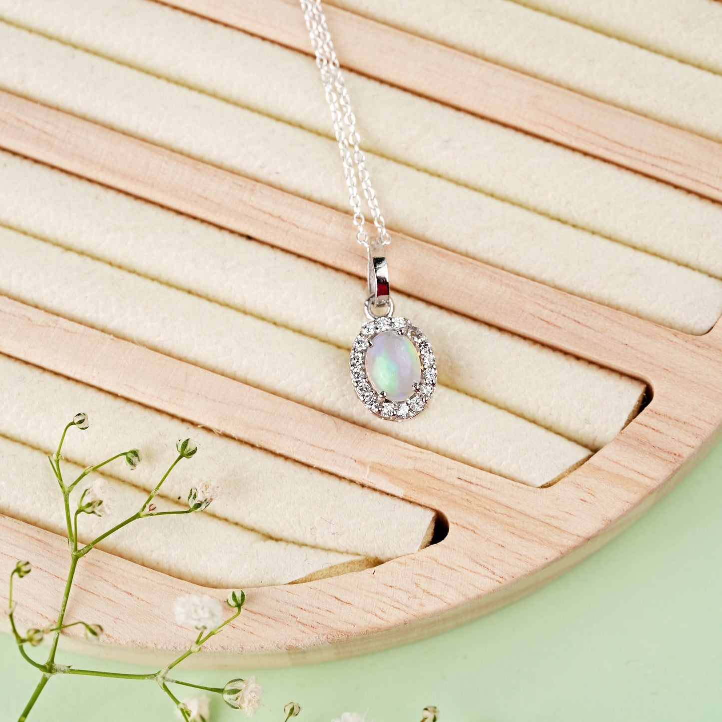 Petite Natural Opal Pendant and Earring Set