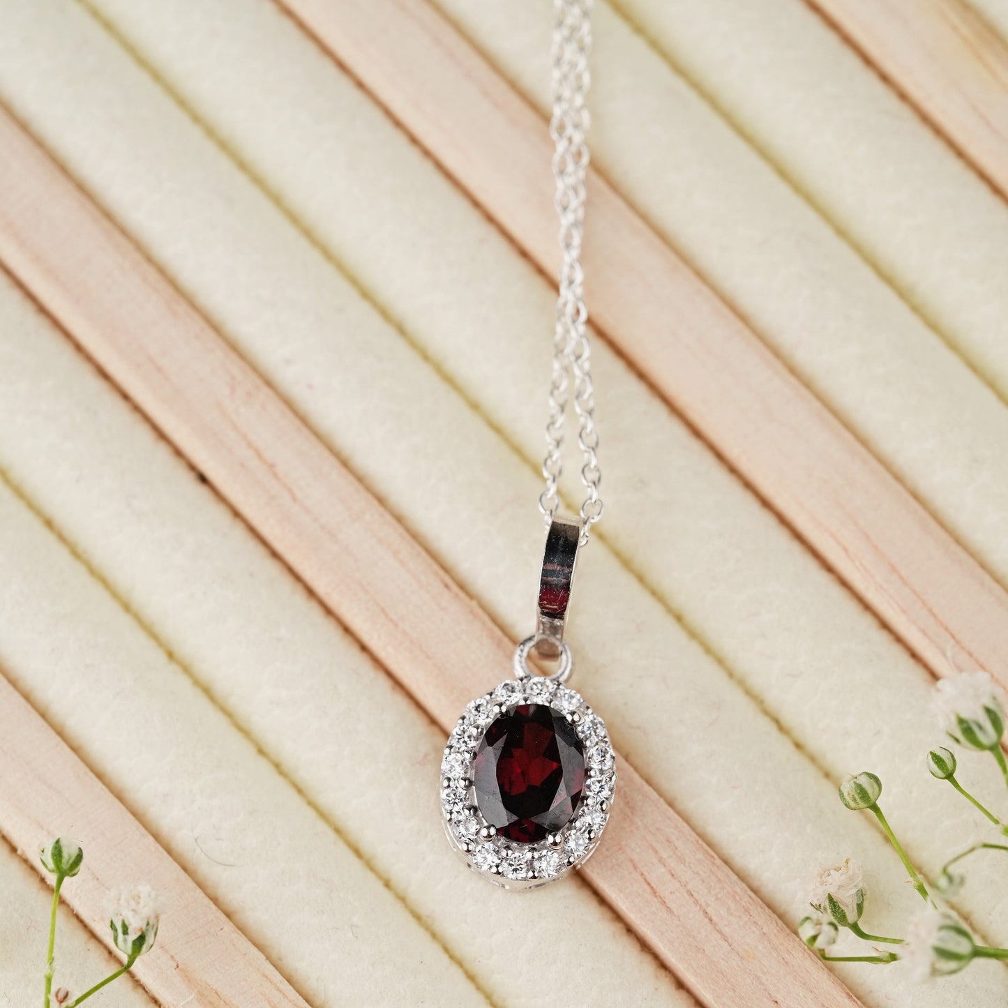 Petite Natural Garnet Pendant and Earring Set