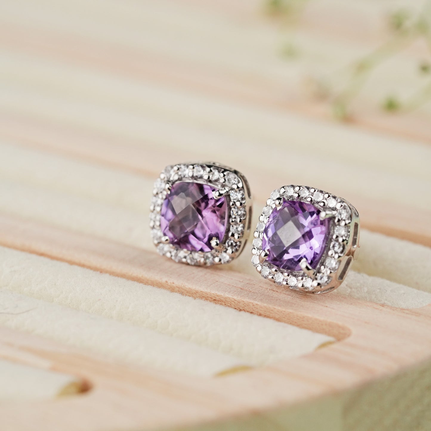 Cushion Mist Sterling Silver Amethyst Pendant and Earring Set