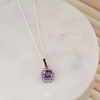 Cushion Mist Sterling Silver Amethyst Pendant and Earring Set