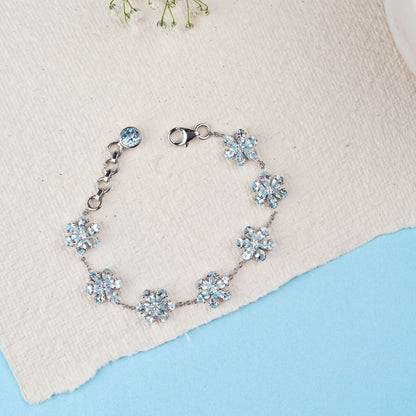 Bloom 925 Silver Sky Blue Topaz Bracelet Set