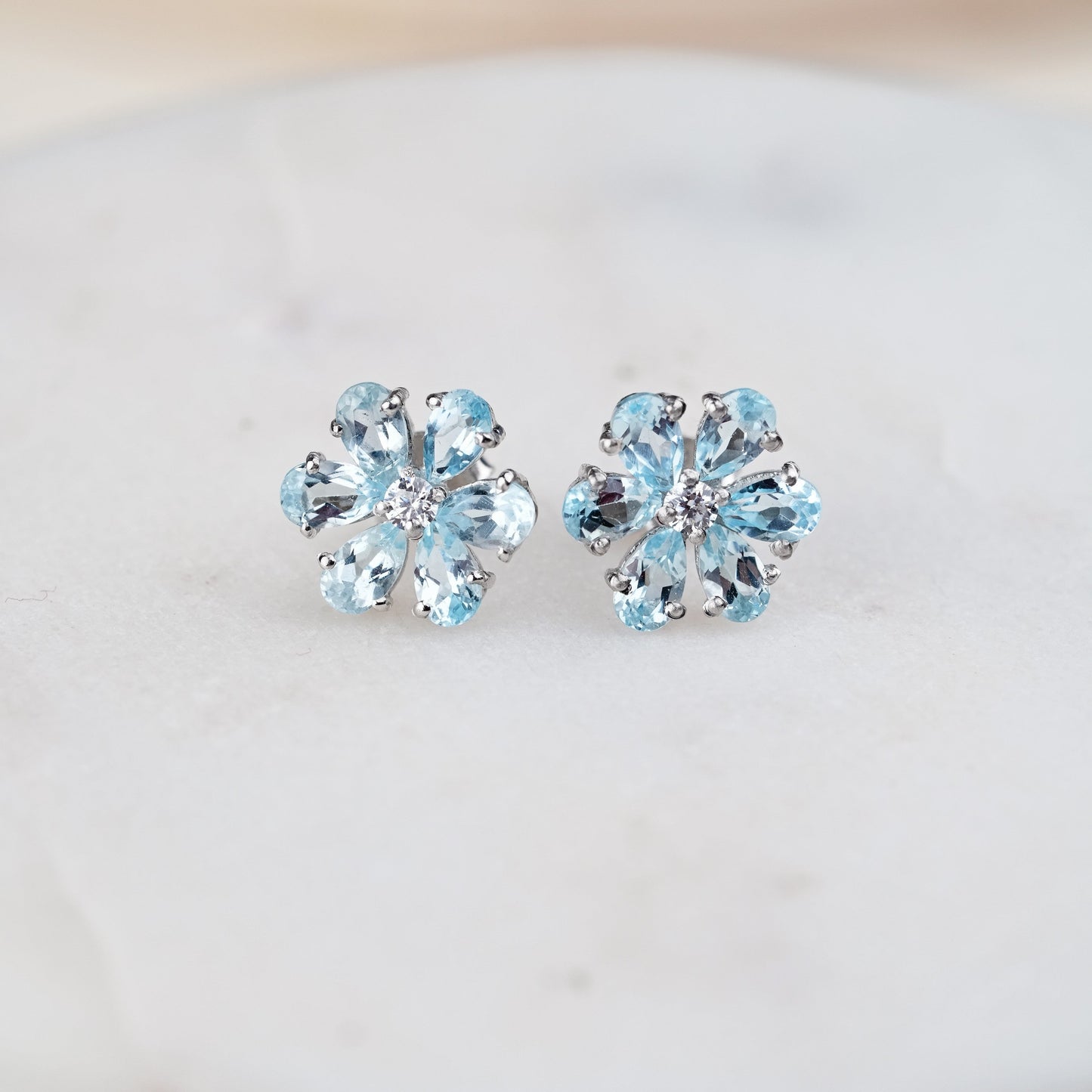 Bloom Natural Sky Blue Topaz Studs