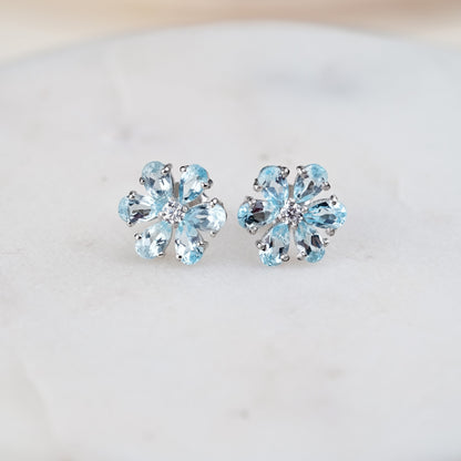 Bloom Natural Sky Blue Topaz Studs