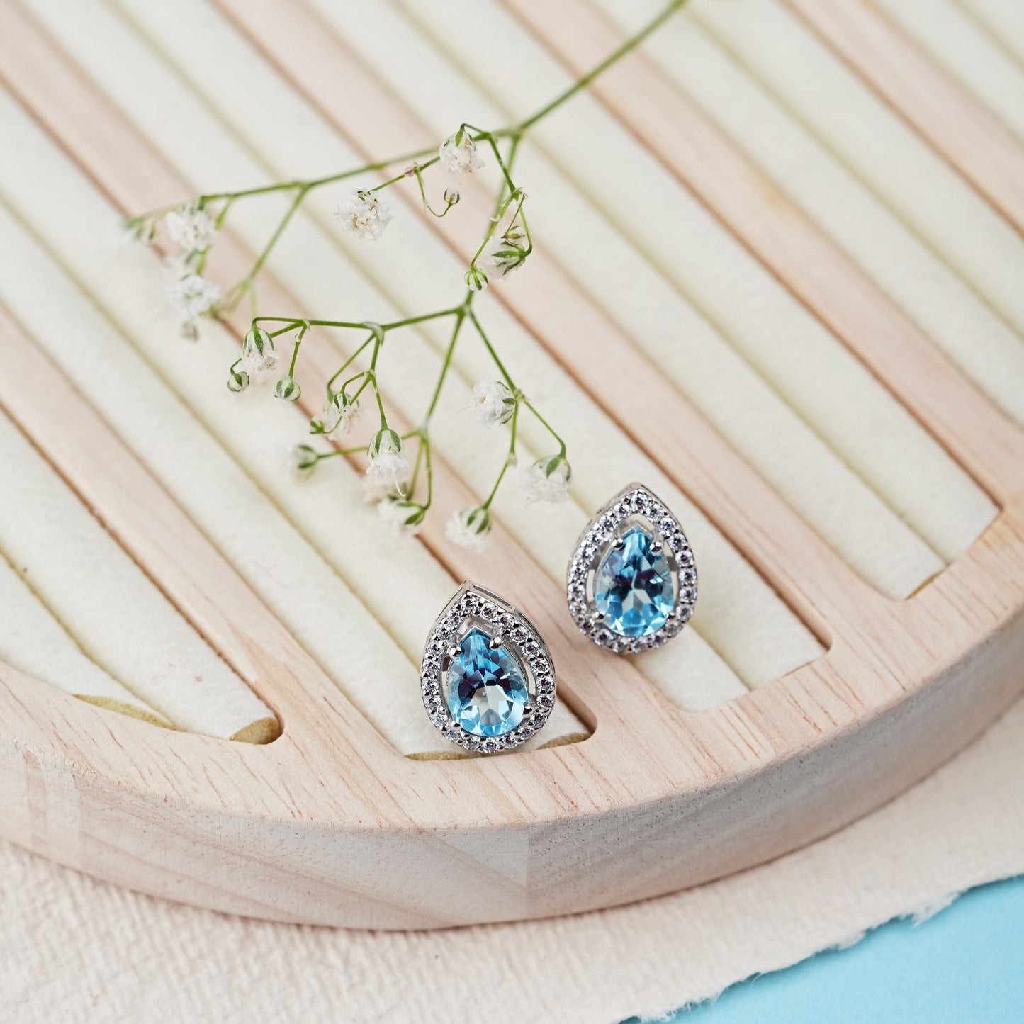 Pear of Joy Sky Blue Topaz Studs