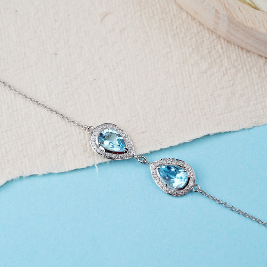 Eternal Tie Pear of joy Sky Blue Topaz Bracelet