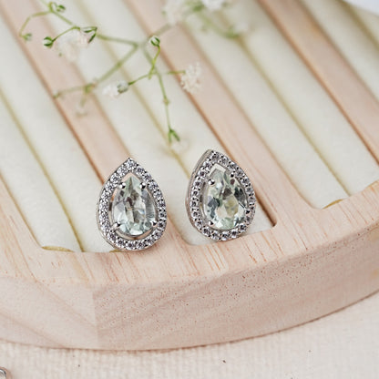 Pear of Joy Natural Green Amethyst Bracelet Set