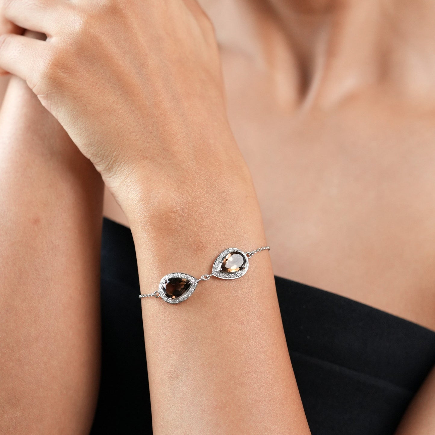 Eternal Tie Pear of Joy Smoky Quartz Bracelet