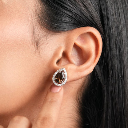 Pear of Joy Smoky Quartz Studs