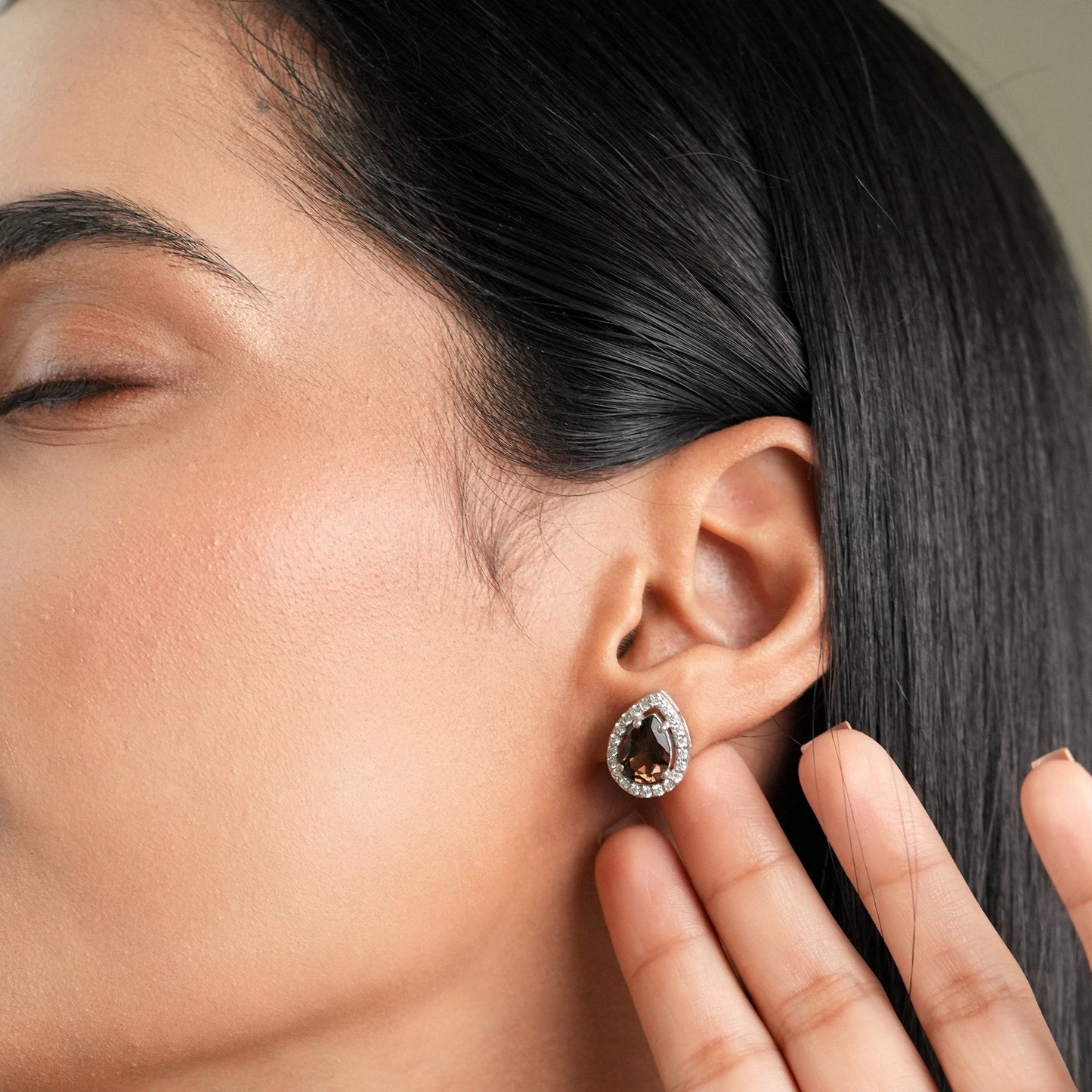 Pear of Joy Natural Smoky Quartz Bracelet Set