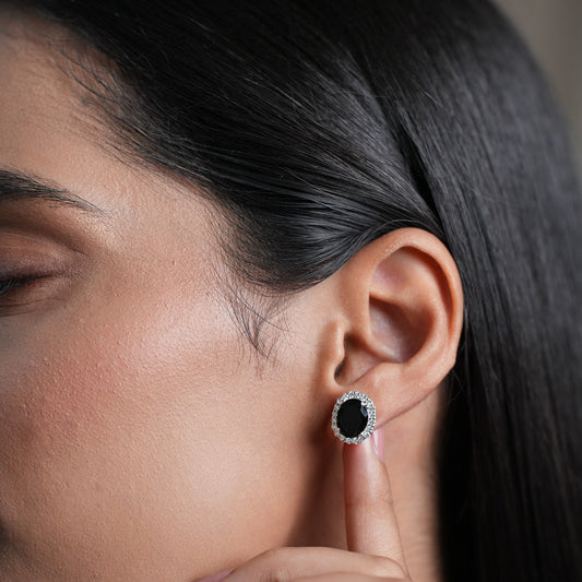Oval Statement Black Onyx Studs