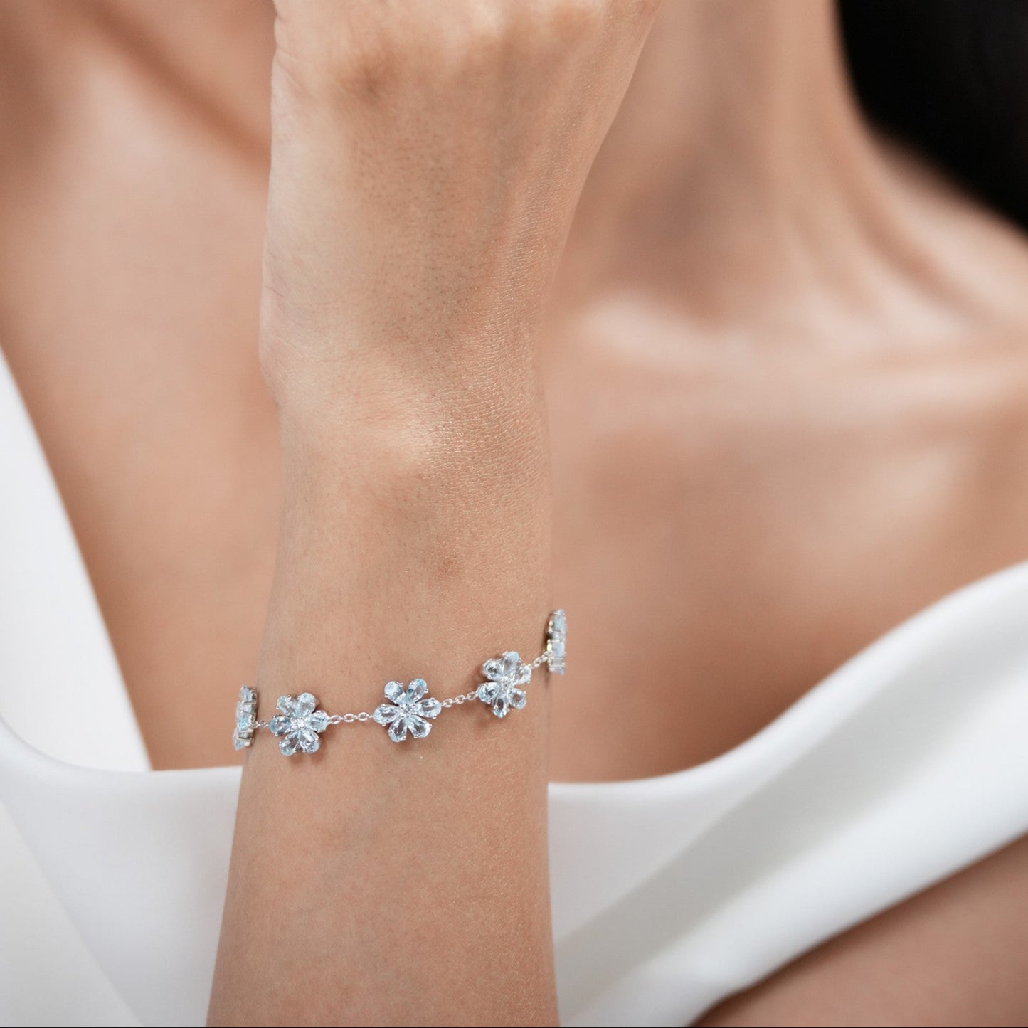 Bloom Natural Sky Blue Topaz Bracelet