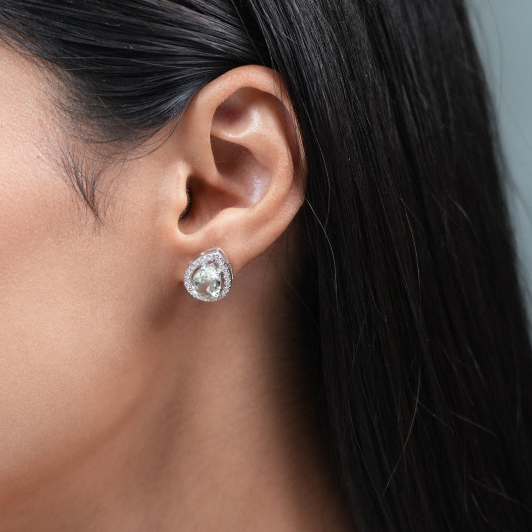 Pear Of Joy Green Amethyst Studs