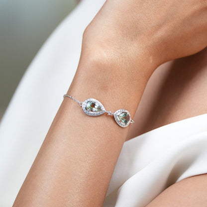 Pear of Joy Natural Green Amethyst Bracelet Set