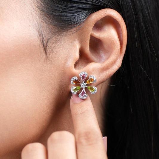 Sol Multi Tourmaline Blossom Studs