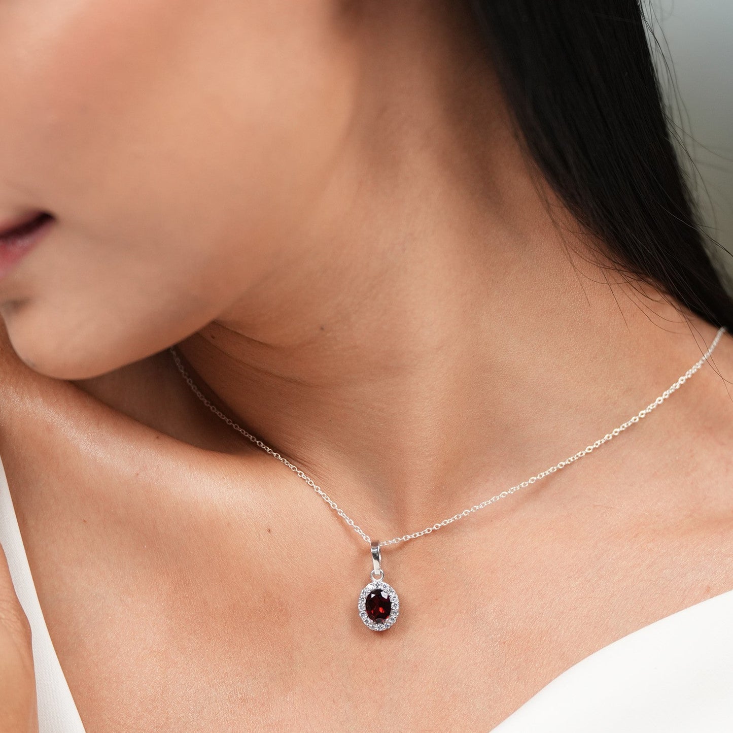 Petite Natural Garnet Pendant and Earring Set