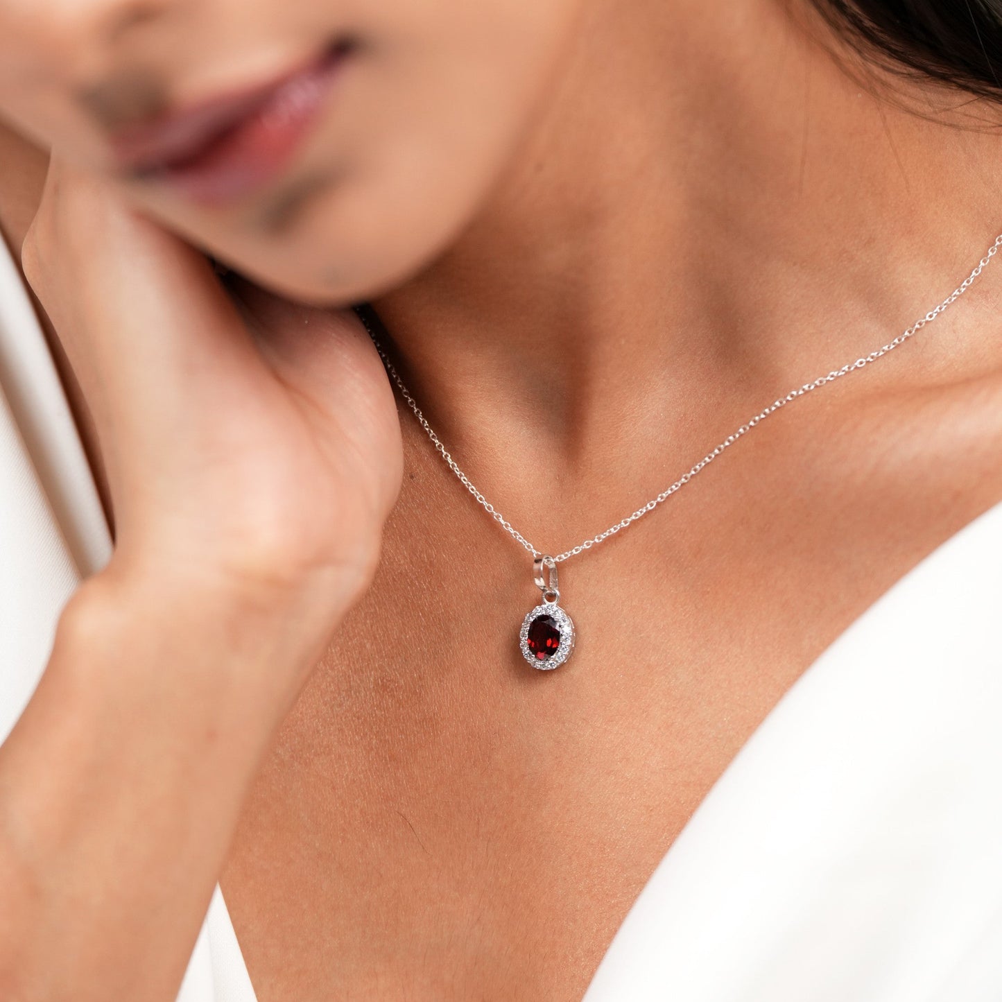 Petite Natural Garnet Pendant and Earring Set