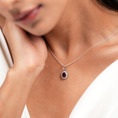 Petite Natural Garnet Pendant and Earring Set