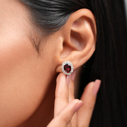Petite Natural Garnet Pendant and Earring Set