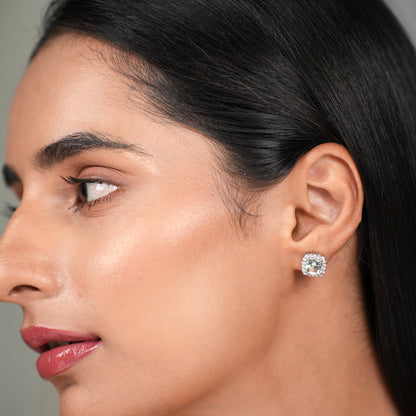Cushion Mist Natural Green Amethyst Pendant and Earring Set