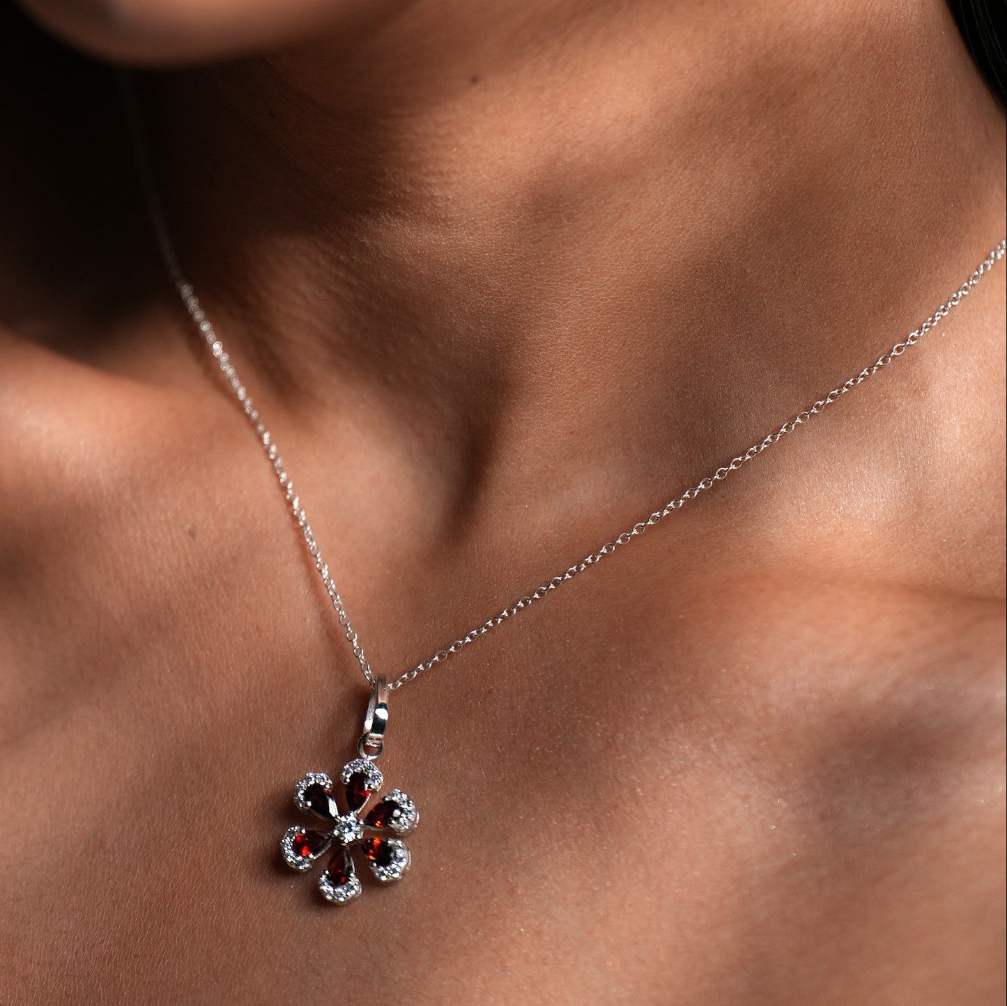 Sol Natural Garnet Pendant and Earring Set