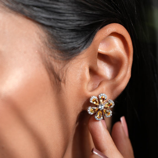 Sol Citrine Blossom Studs