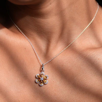 Sol 925 Sterling Silver Citrine Pendant and Earring Set