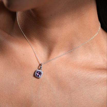 Cushion Mist Sterling Silver Amethyst Pendant and Earring Set