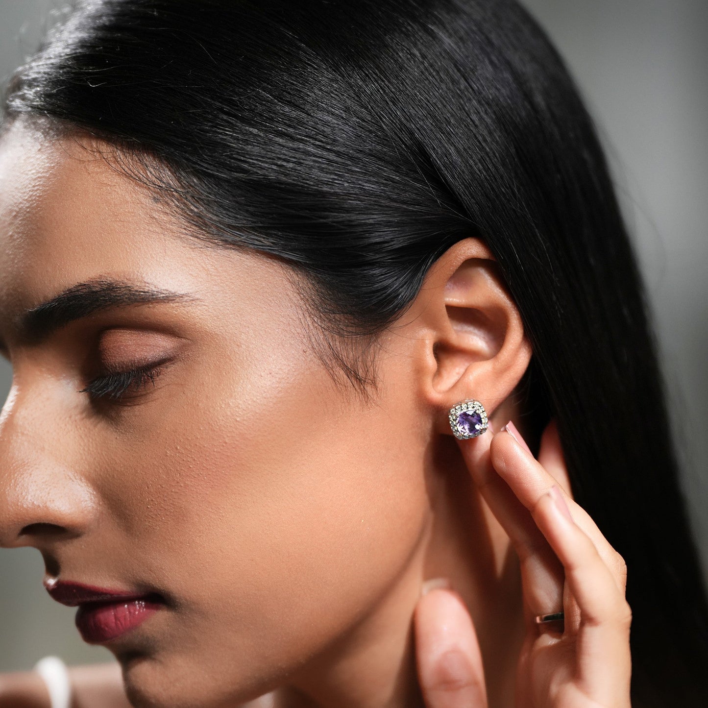 Cushion Mist Sterling Silver Amethyst Pendant and Earring Set