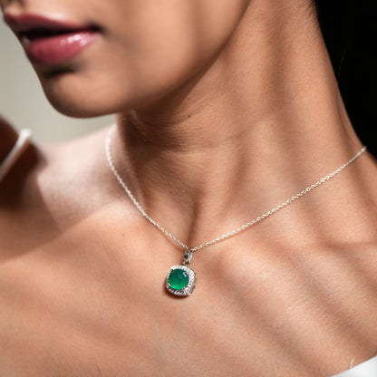 Blissful Natural Green onyx Pendant and Earrings Set